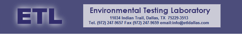 Environmental Testing Laboratory (ETLDallas), 11034 Indian Trail, Dallas TX